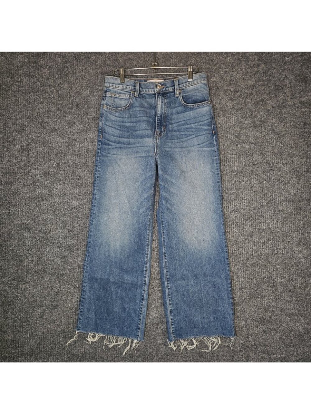 SLVRLAKE 28 Grace Crop Wide Leg Raw Hem Jeans in Blue bird 28 x 26 - Picture 2 of 8